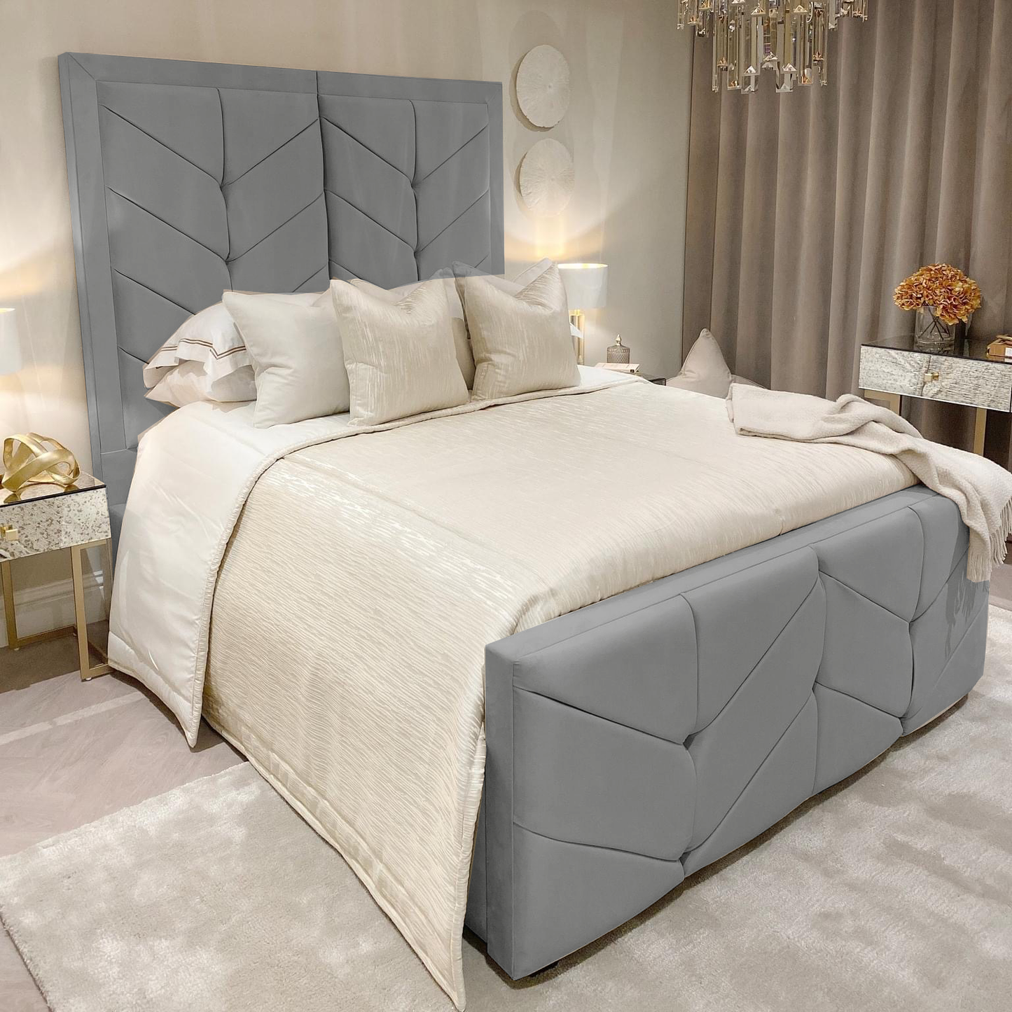 Oli Luxury Bed Frame | Tall Headboard Bed Frame