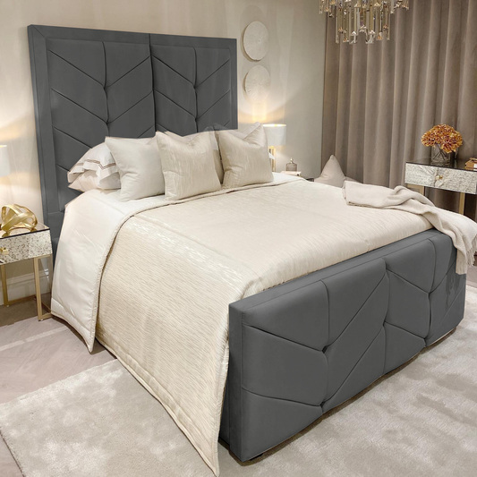 Oli Luxury Bed Frame | Tall Headboard  Bed Frame